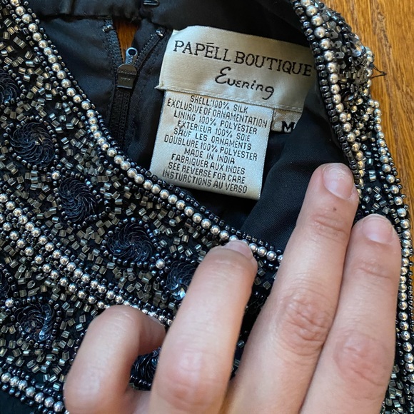 Silk Floral beaded halter evening top - Picture 5 of 8